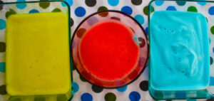 Yellow, red, blue color palettes