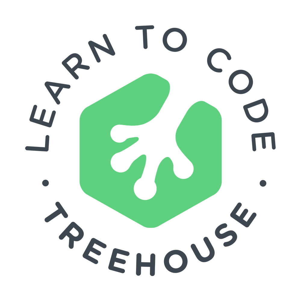 Green hexagon Team Treehouse Logo with text that reads "Learn to Code. Treehouse"