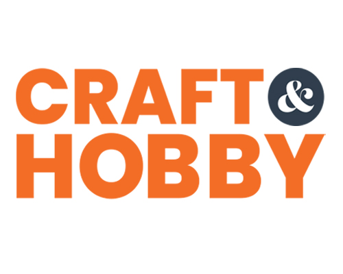 Image of text that reads: Craft & Hobby. Company Logo in orange and dark blue.