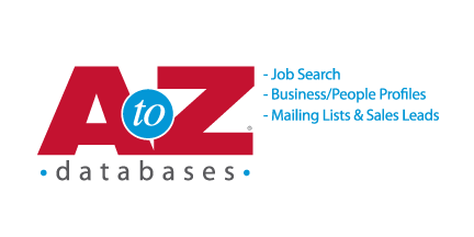 Text: AtoZ databases. Job search, Business/People Profiles, Mailing Lists & Sales Leads